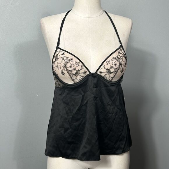Victoria’s Secret Black Satin Lace Top and Bottom Short Set - Picture 2 of 11